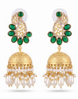 Kundan Emerald Jhumkas