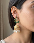 Kundan Emerald Jhumkas