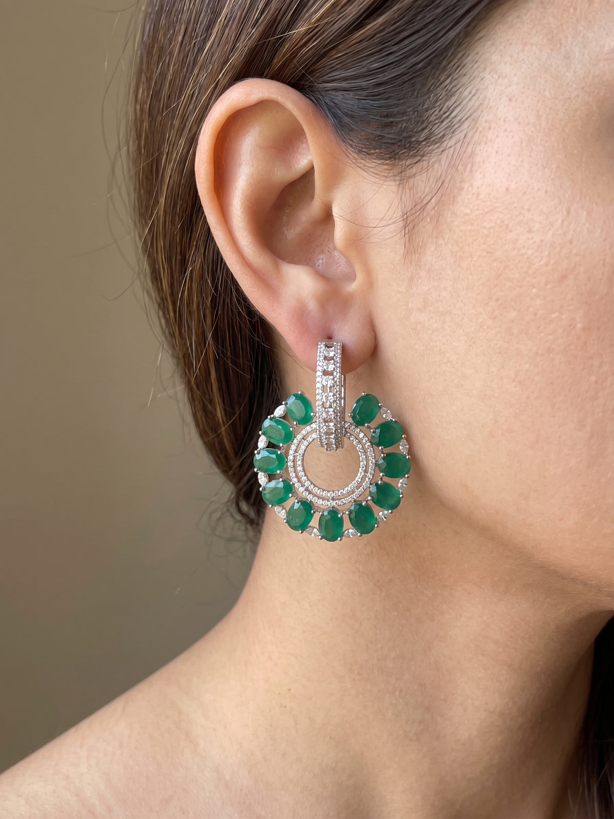 Green Oval Earrings