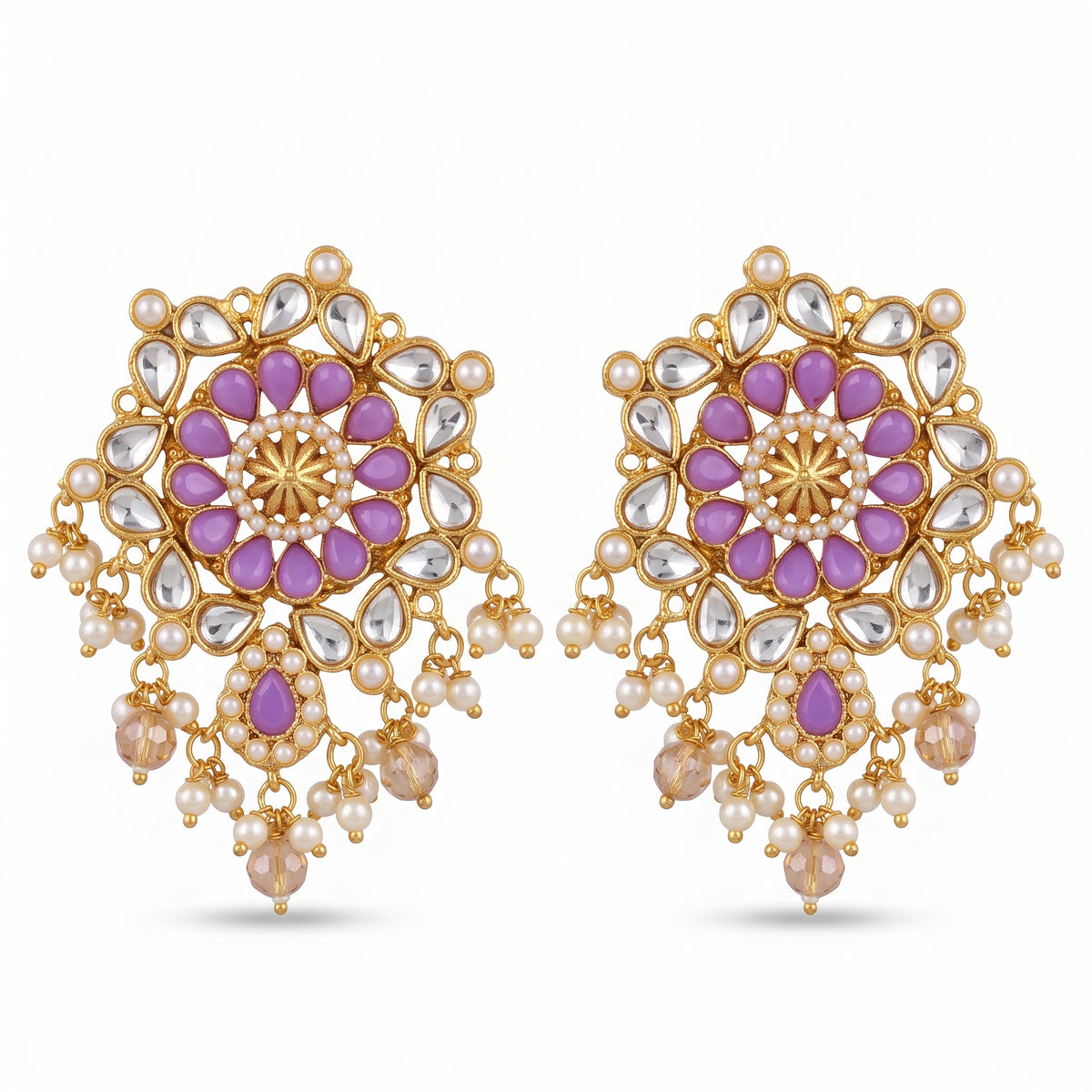 Purple Floral Studs